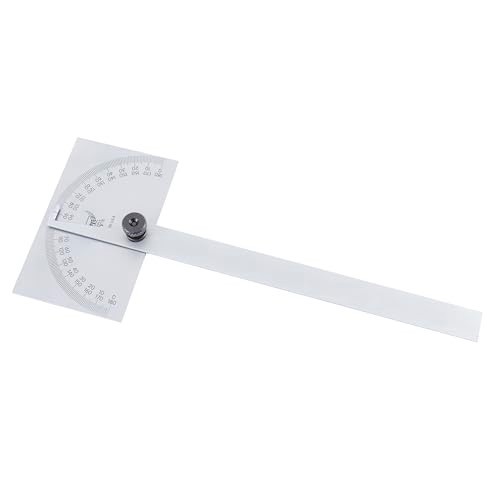 Stainless Steel Angle Protractor - 6" Blade, Double Graduation, Bevels & Radial