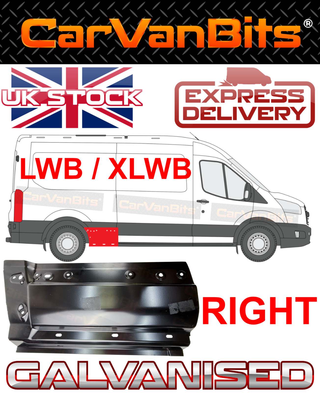 FOR FORD TRANSIT MK8 / TOURNEO 14-19 REAR WHEEL ARCH SIDE BODY REPAIR PANEL RIGH