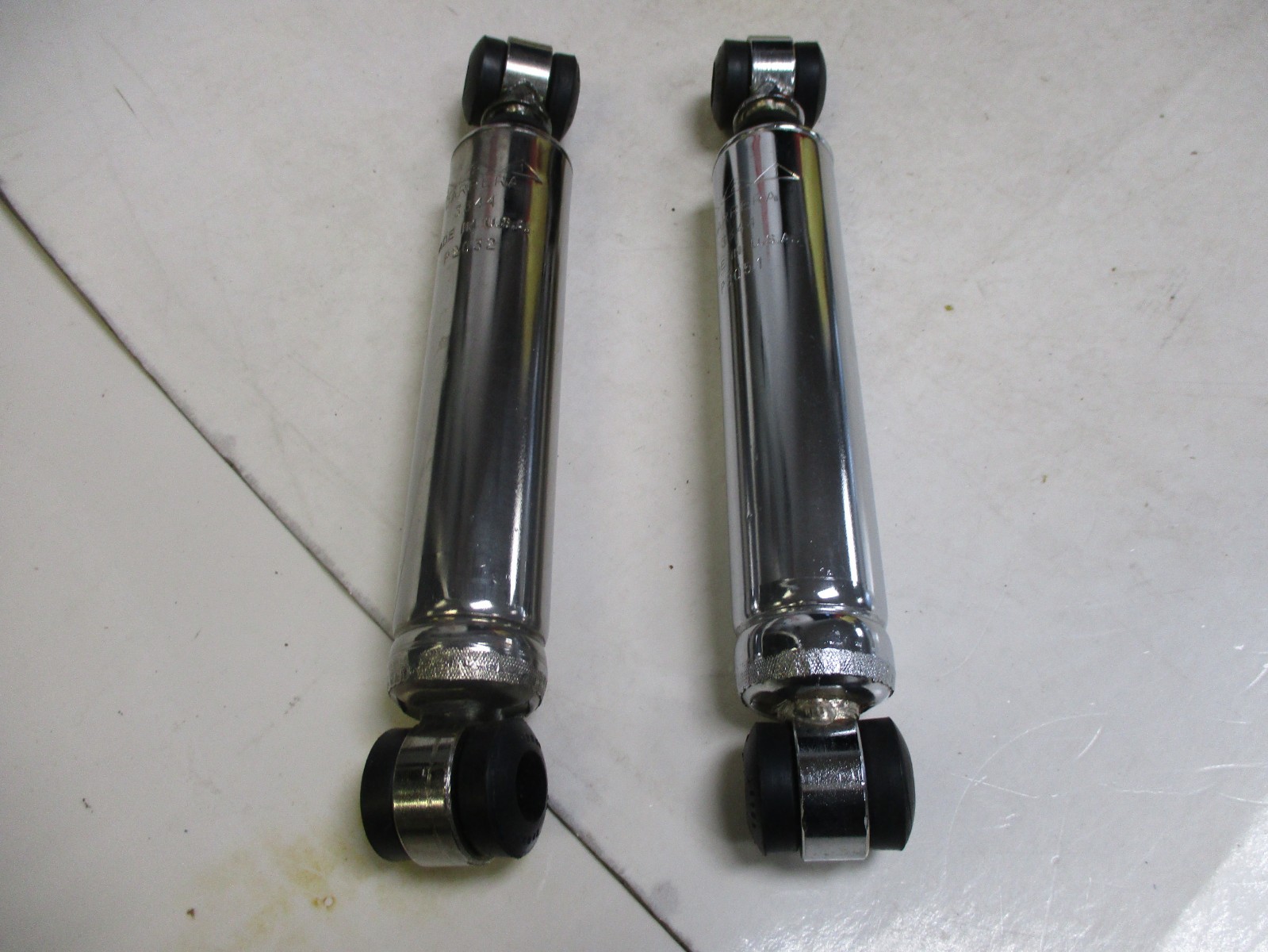 2 Carrera  Chrome #3344 Adjustable 356 PORSCHE Steel Body Racing Shocks
