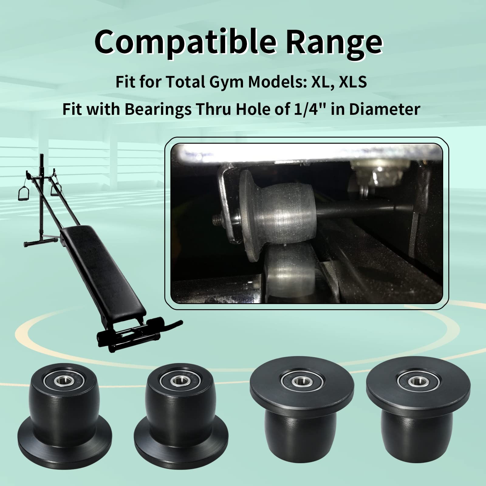 Vsttar Qty.4 Machined Wheels/Rollers Compatible with Total Gym Replacement, F...