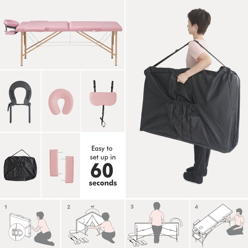 ELEGANTE Mesa Masaje Portátil Altura Ajustable Plegable Prueba Agua Spa Facial