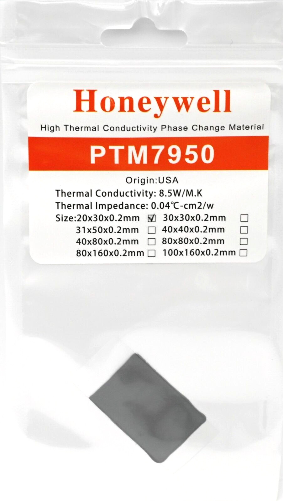 Honeywell PTM7950 20x30x0.2mm Phase Change Thermal Paste Laptop CPU Graphics
