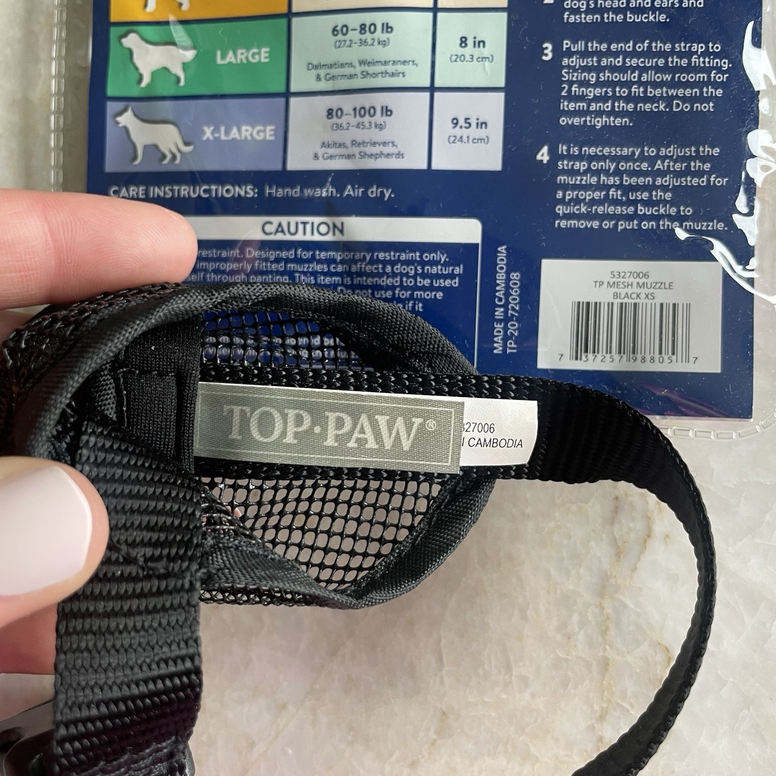 Top Paw Adjustable Mesh Muzzle Size XS X-Small 7-12 Lbs