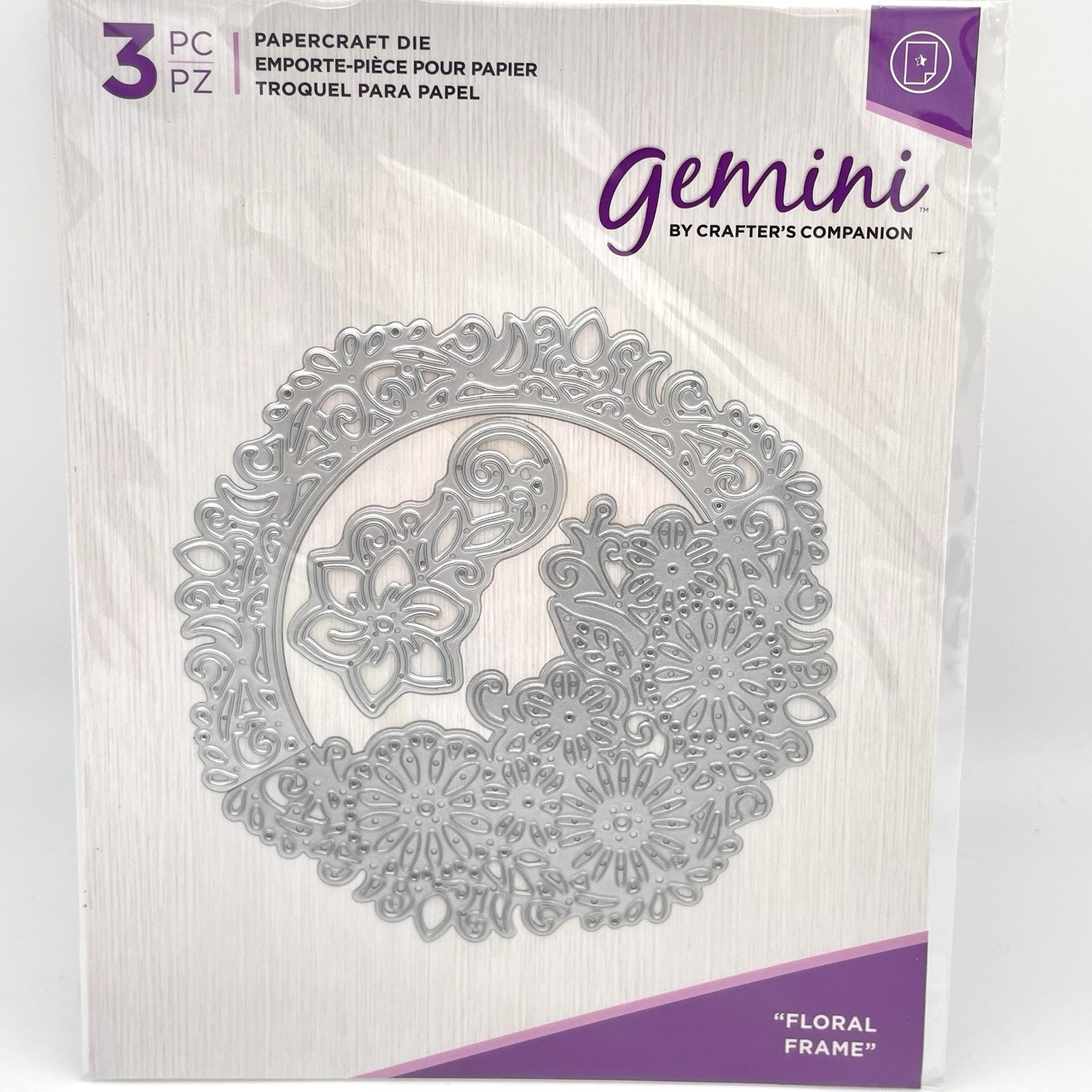 Round Floral Frame Die 3 Piece Set 4" Flowers Gemini by Crafters Companion New