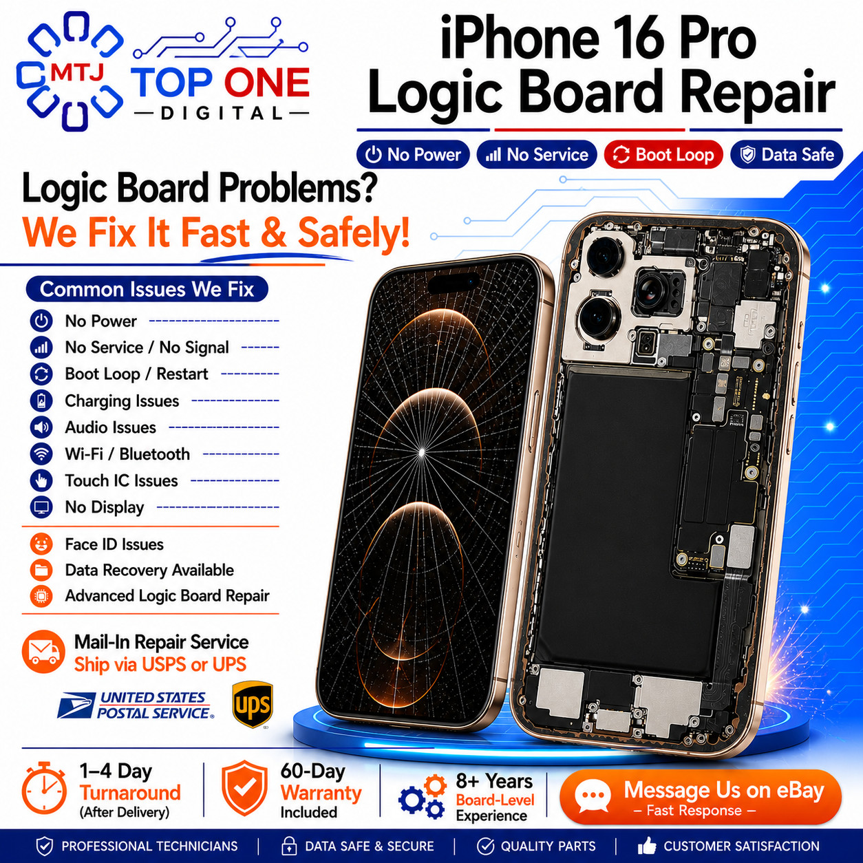 iPhone 16 Pro No Service No Signal - Baseband Logic Board Repair