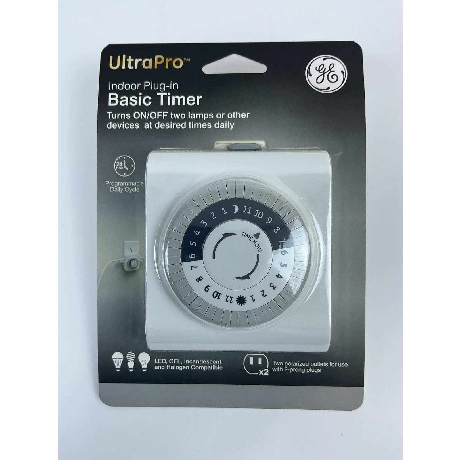 GE UltraPro Indoor Plug-In Basic Timer 2-Pack 2-Outlet 24-Hour Programmable