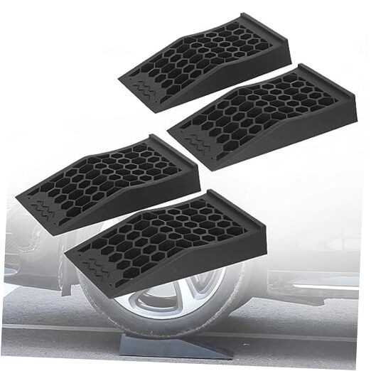 Low Profile Car Service Ramp with Anti-Slip Pads, 4 Pack for Oil L17" (4 Pack)