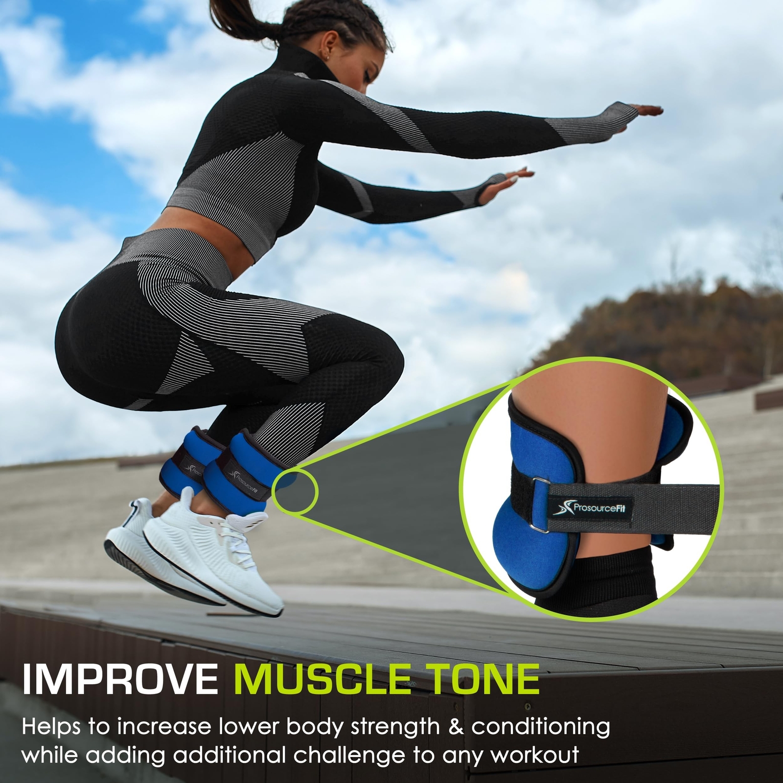 ProsourceFit Ankle/Wrist and Arm/Leg Weights Set of 2, Adjustable Strap 1 lb-...