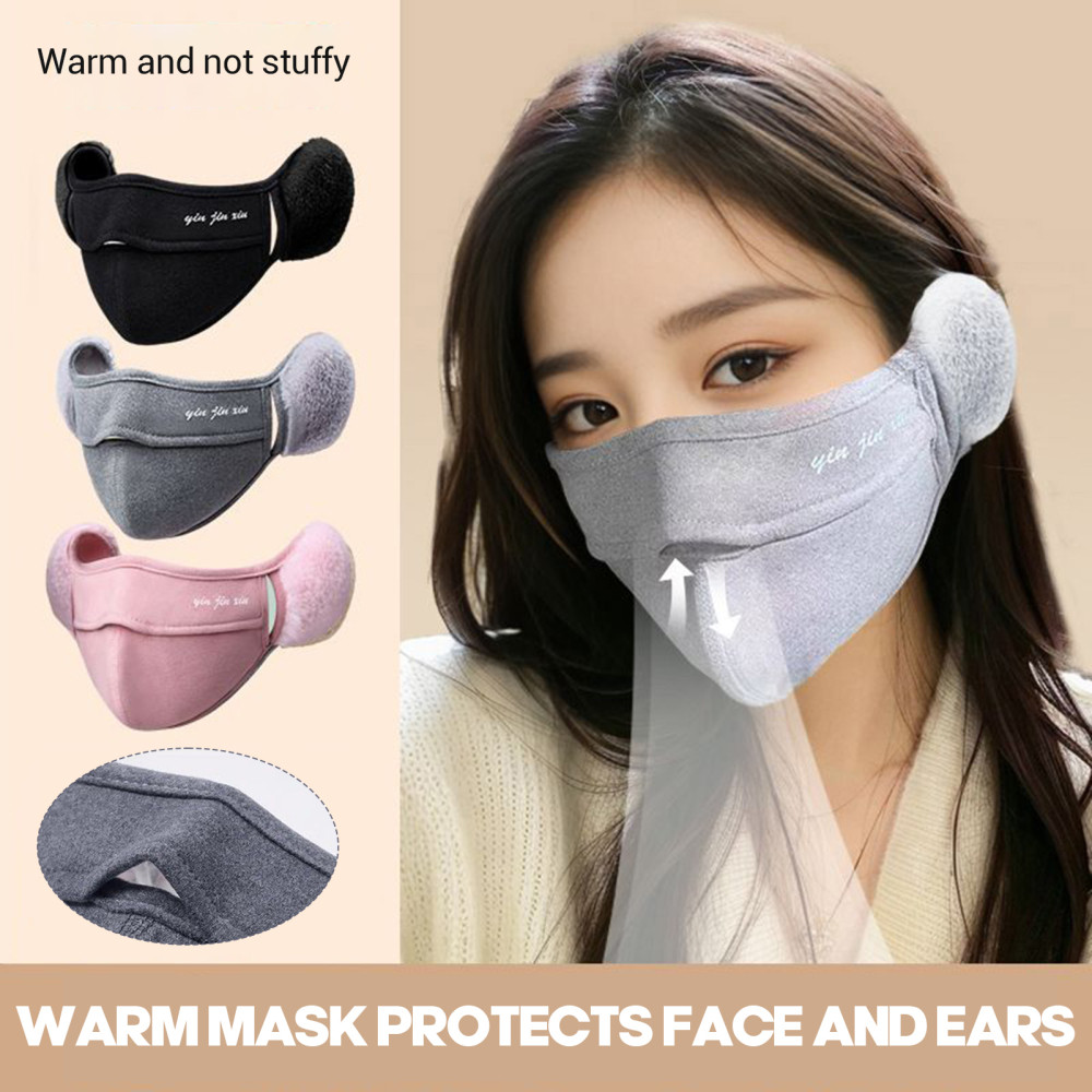 Woman Breathable Half Face Mouth Cover Outdoor Protect Mouth Cover Earmuffs