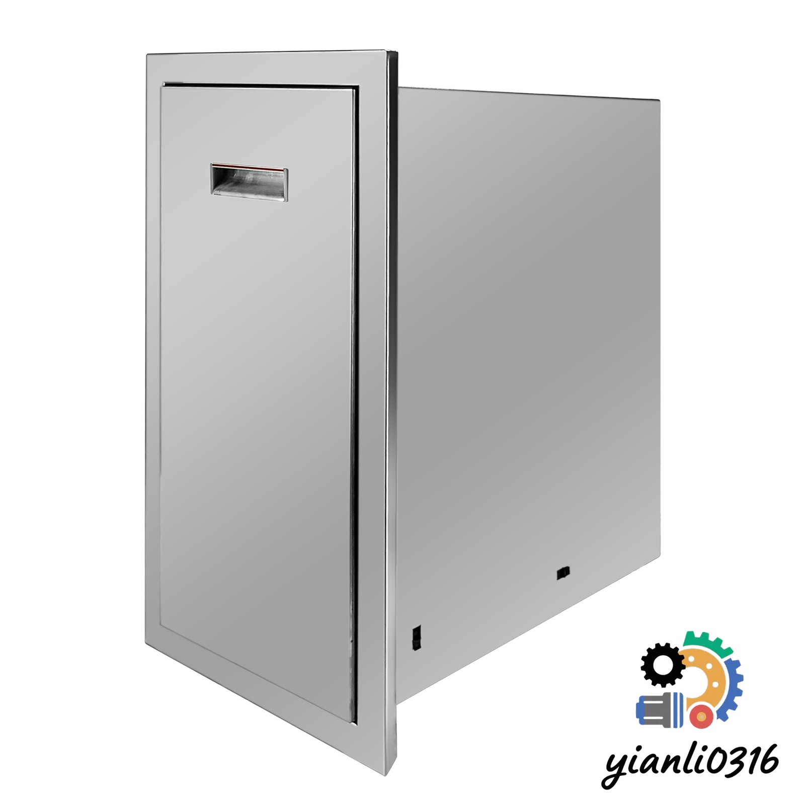 Outdoor Kitchen Trash Drawer Single Pull-Out Trash Drawer Stainless Steel