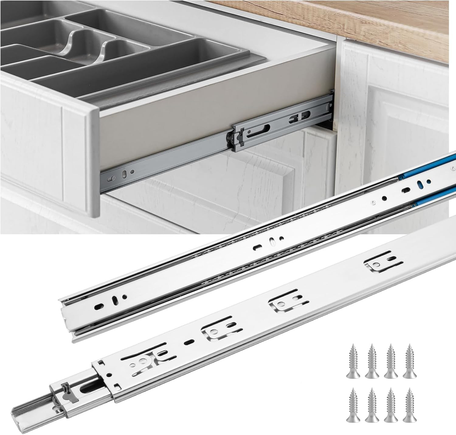10 Pairs 22" Soft Close Drawer Slides - Heavy Duty, 100 LB Capacity