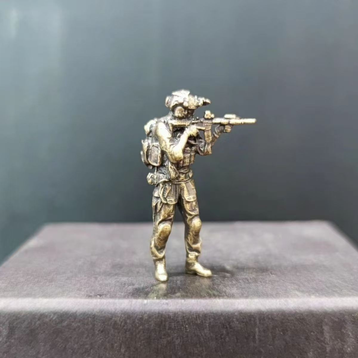 Military Special Forces Soldier Bronze Mini Figurine - Tactical Trooper Collecti