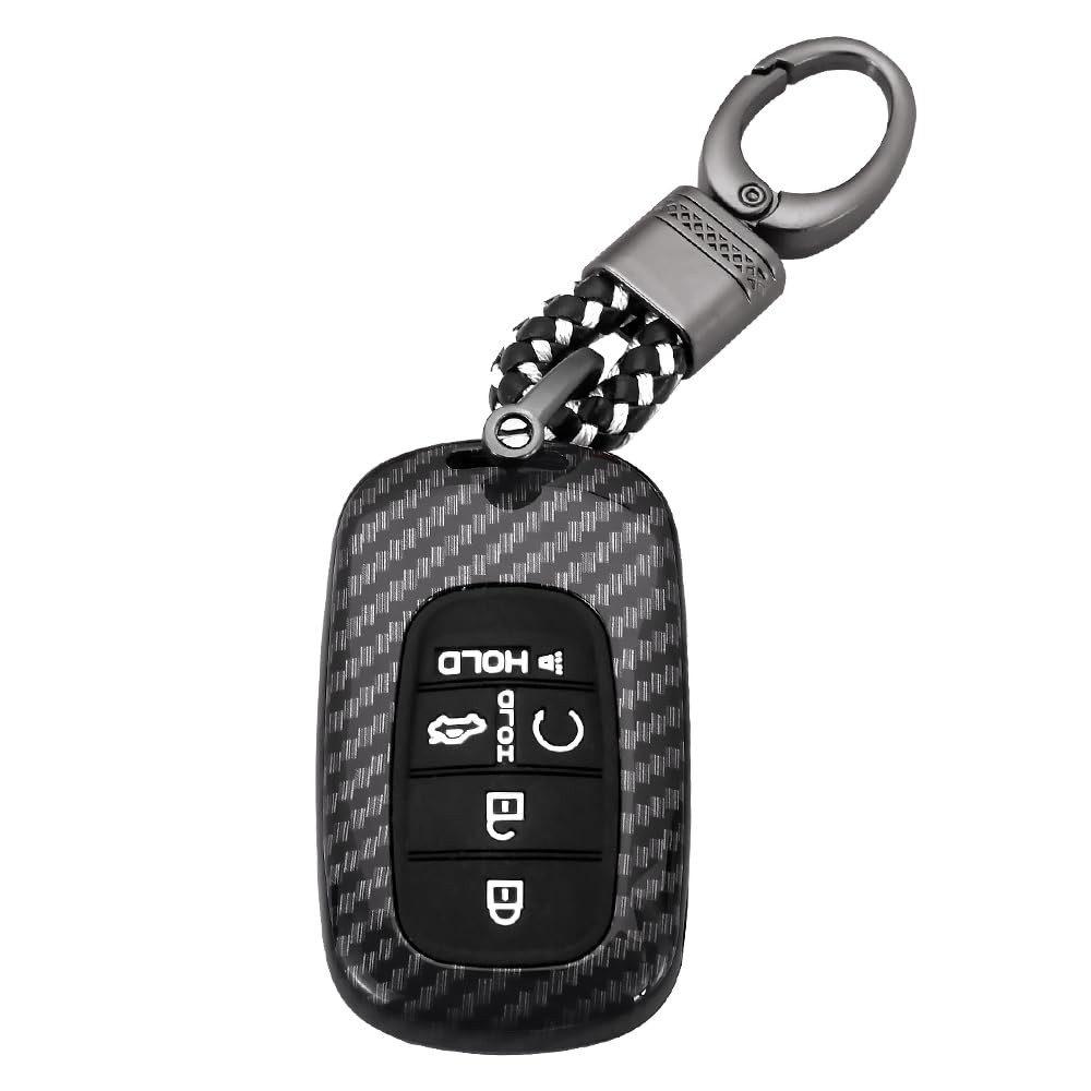 Carbon Fiber Key Fob Cover with Keychain for Accord,2023-2025 Civic, Black