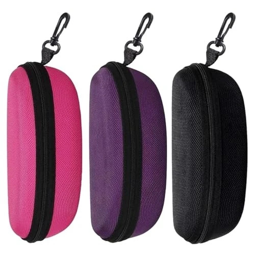 3pcs Sunglasses Case Box, Travel Zipper Hard Shell Eyeglasses Black Purple Rose