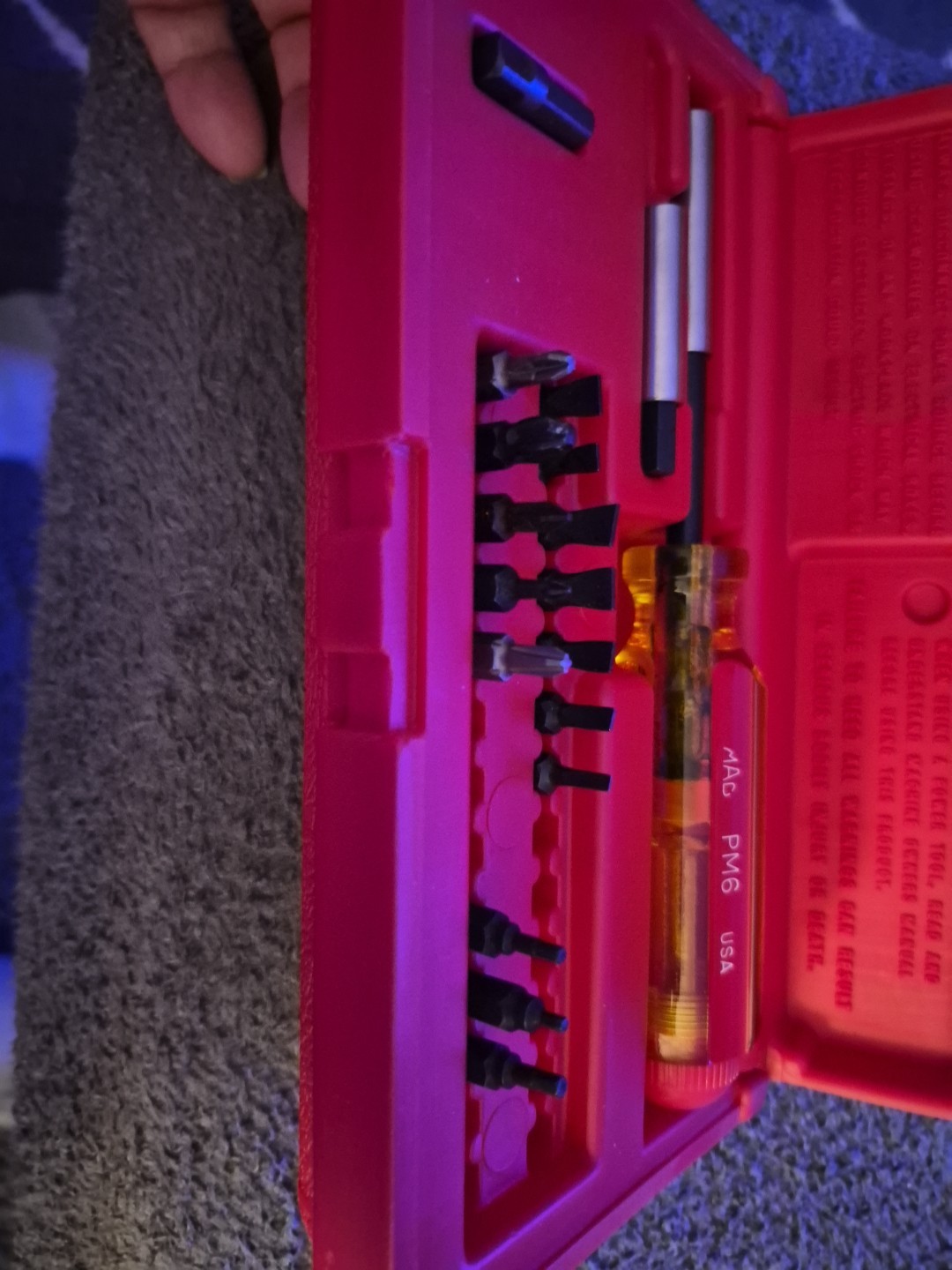 mac tools magnetic screwdriver and bit set