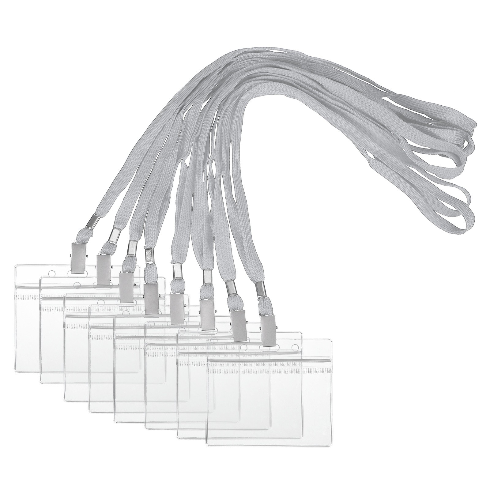 30 Set Name Tag Holders with Lanyard for Office, Gray(4x2 Inch)