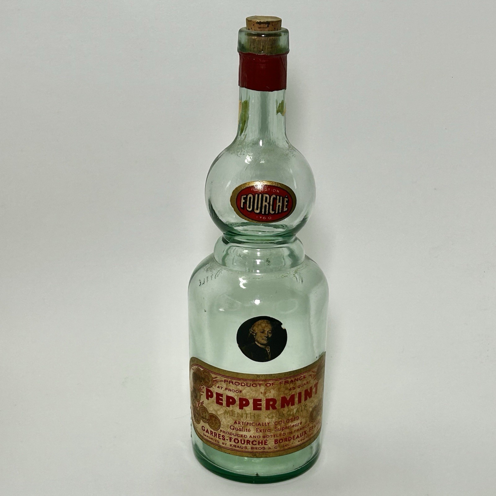 Vtg Garres-Fourché Peppermint Menthe Glaciale Liqueur “EMPTY” Bottle Collectible
