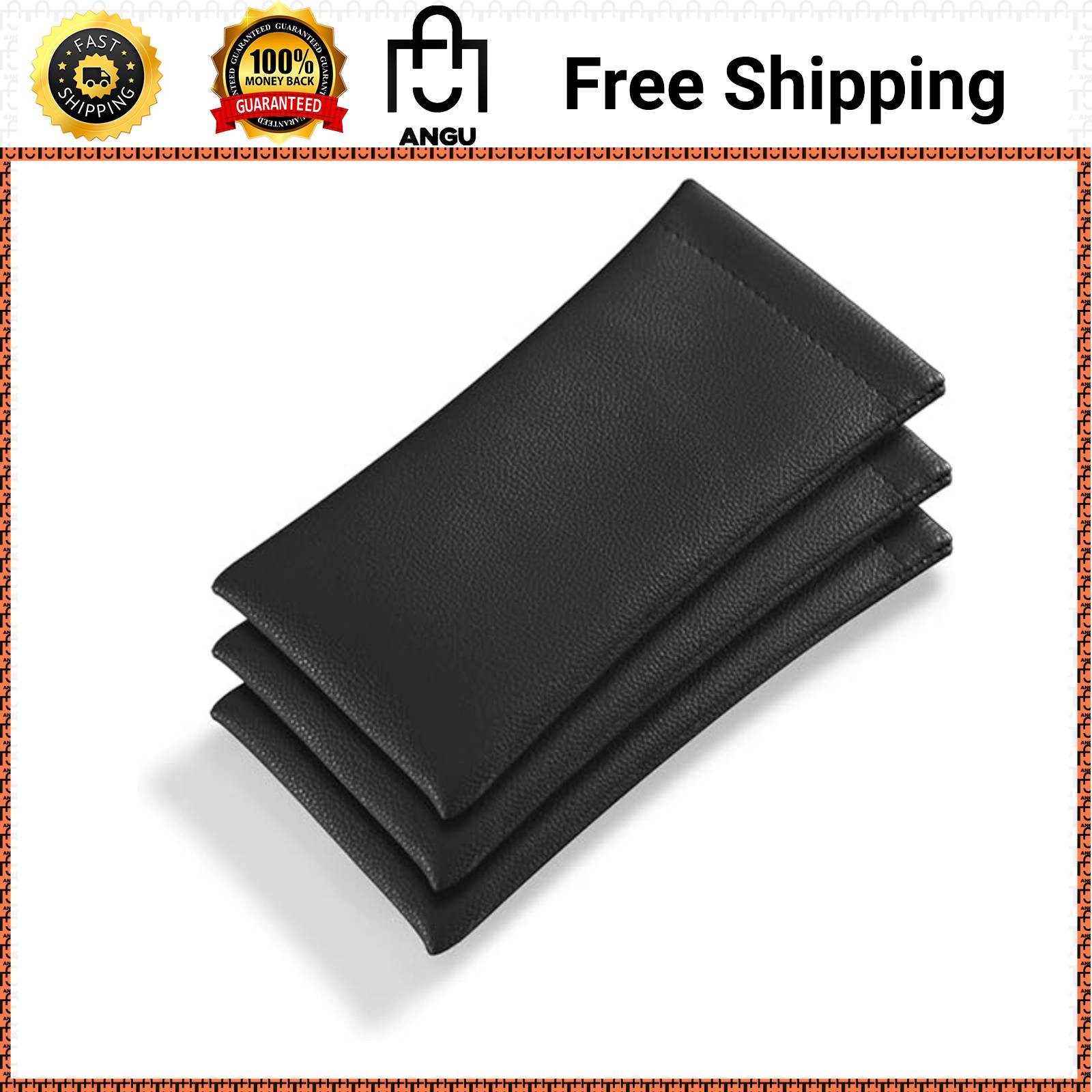 Pack of 3 Leather Soft Eyeglass Case Pouch Squeeze Top Sunglasses Case