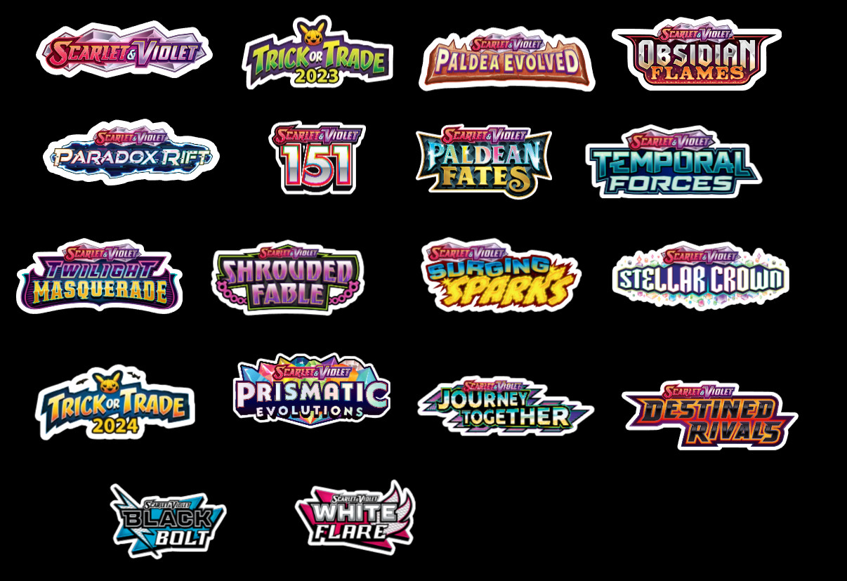 Scarlet & Violet Pokemon Binder Stickers Full Set - 18 Stickers (3.5" or less)