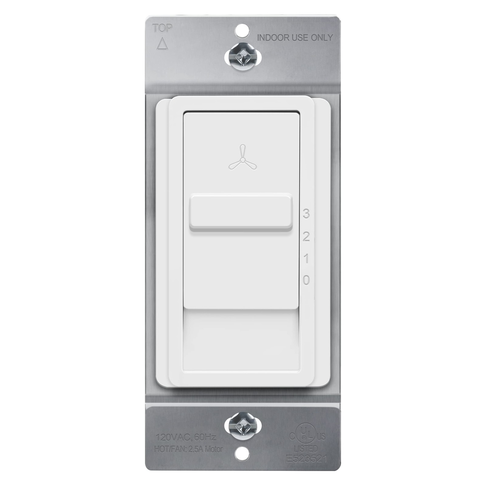TOPGREENER 3-Speed Ceiling Fan Wall Switch, Single-Pole, White