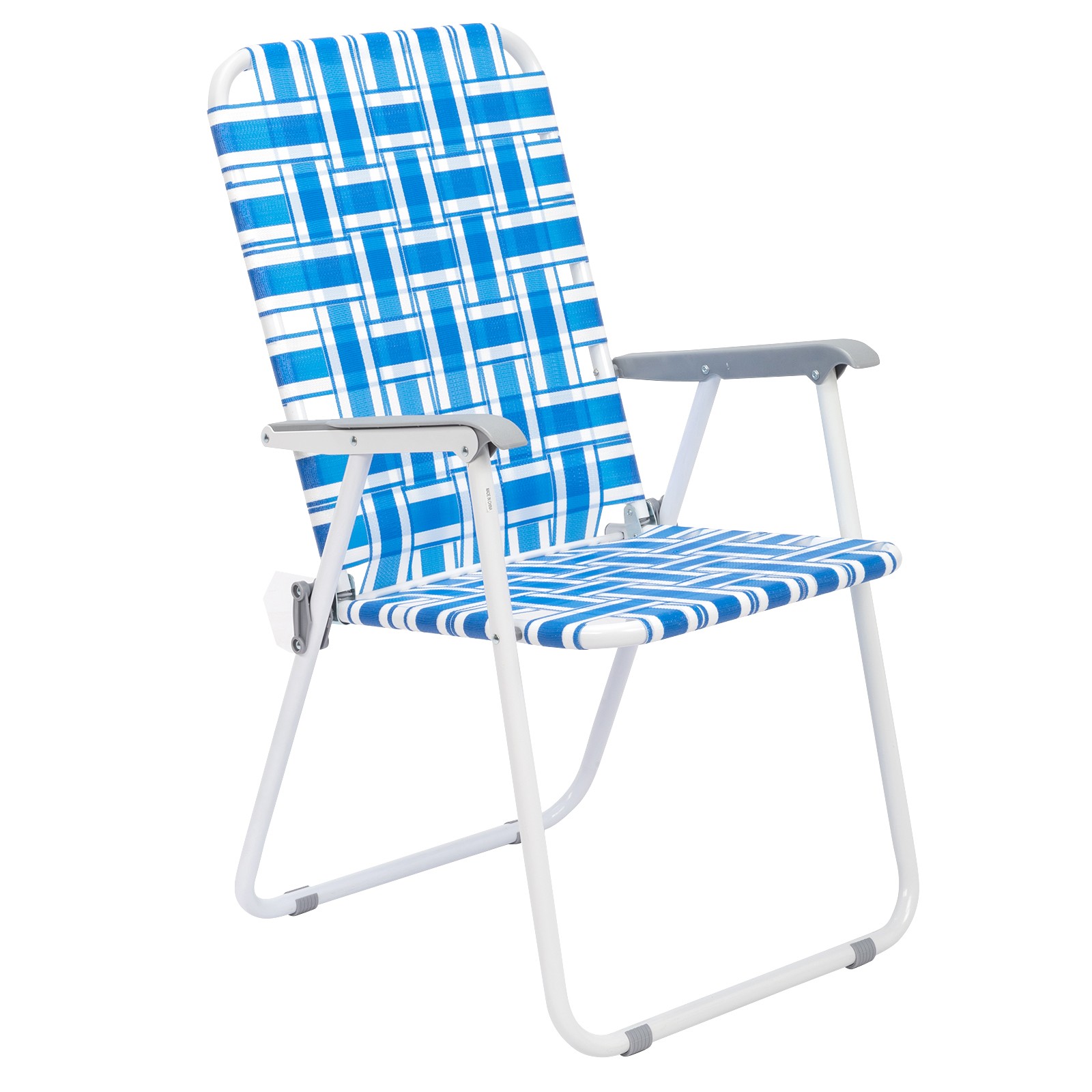 2 x Steel Tube PP Webbing Bearing 120kg Folding Beach Chair Blue & White Strip~