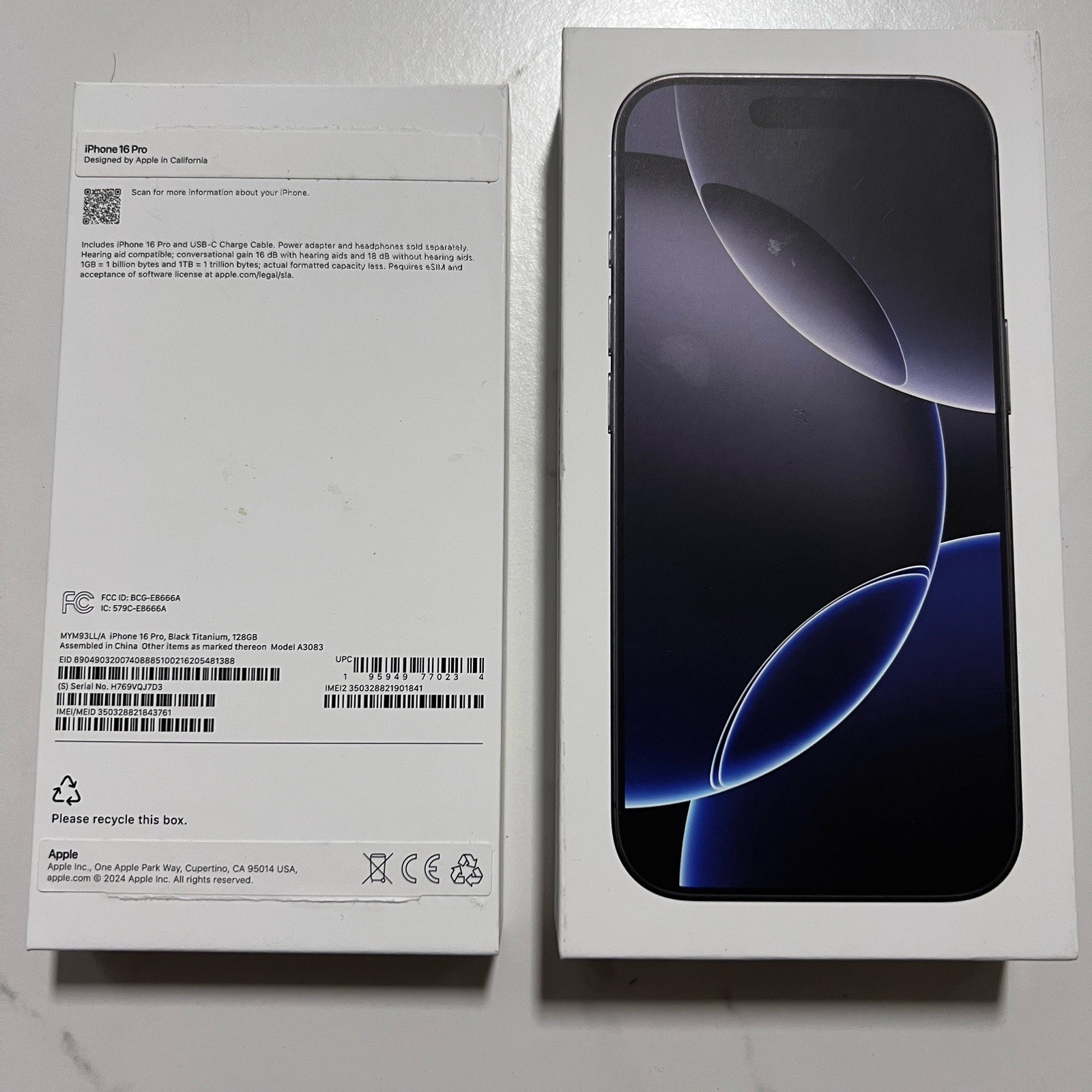 EMPTY BOX ONLY - Apple iPhone 16 Pro Black 128GB, Perfect Condition