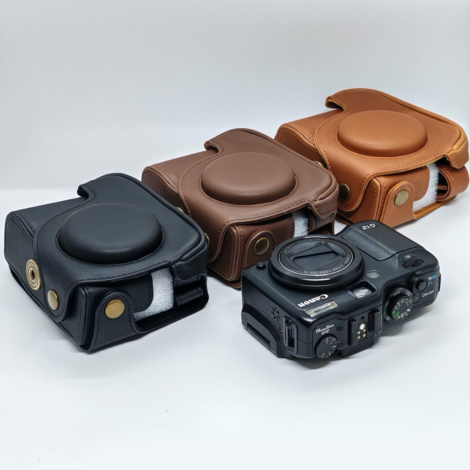 Leather Camera case for Canon G10 G11 G12 bag Grip Strap