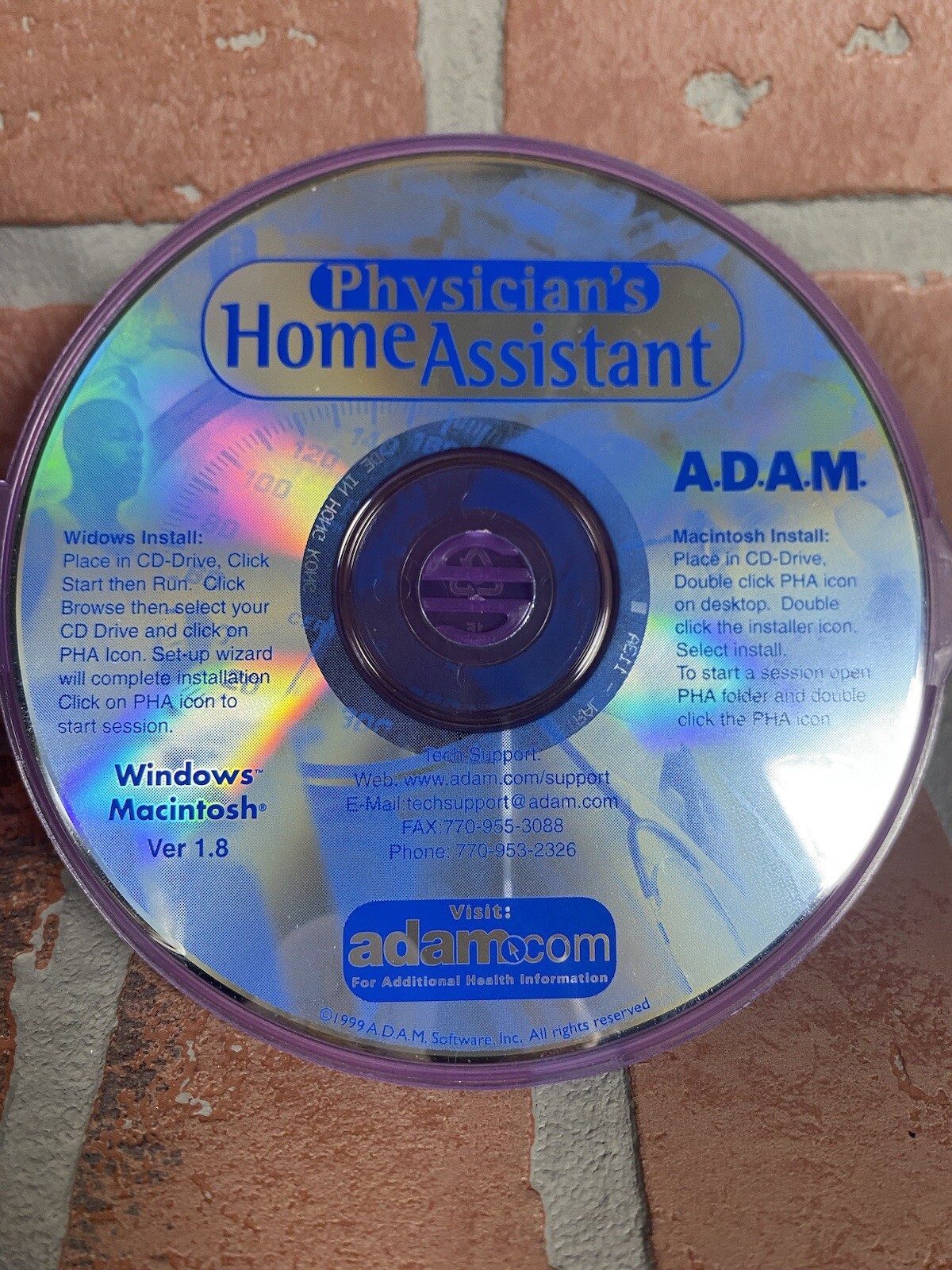 Physician’s Home Assistant CD-ROM V1.8 Windows 95/98 & Macintosh Software