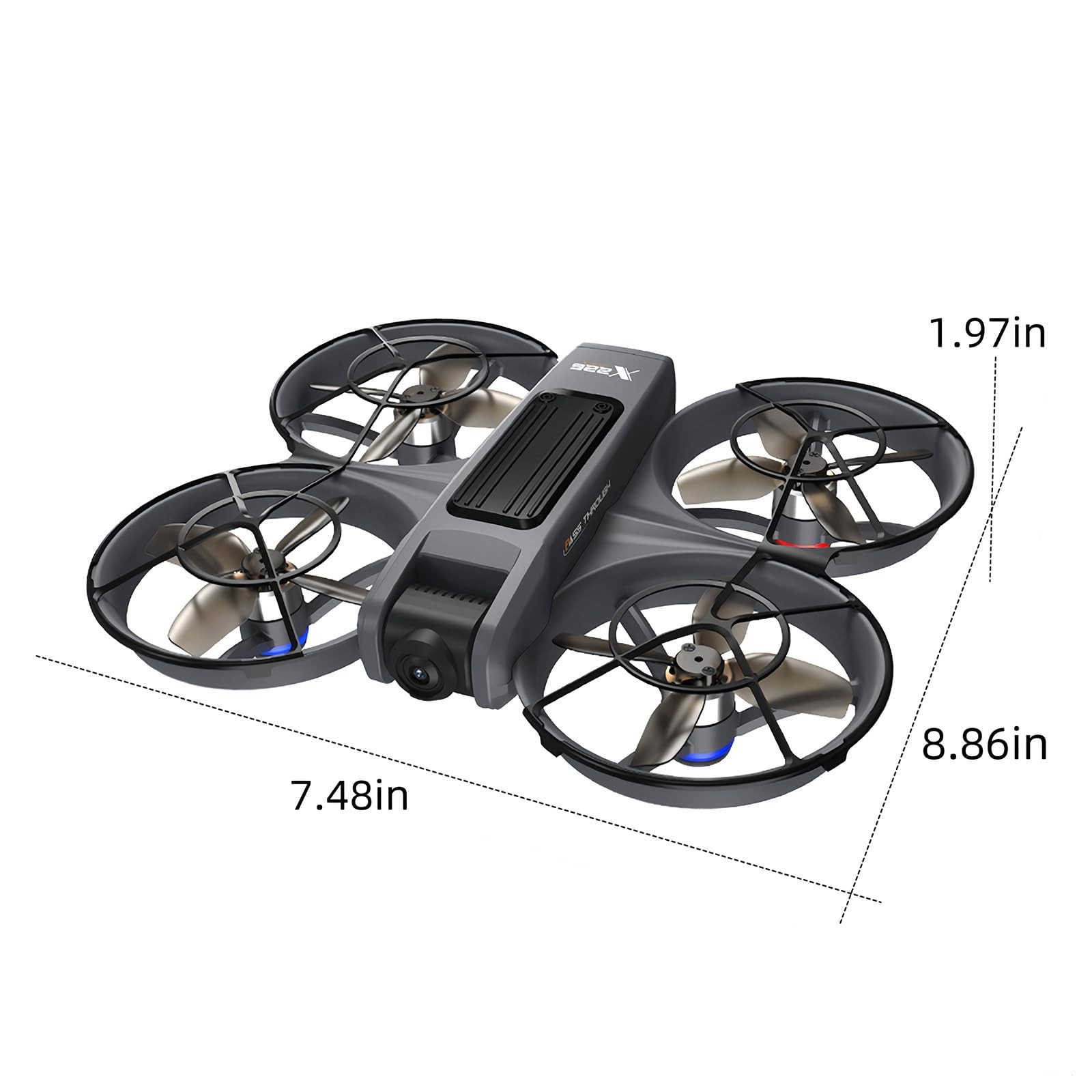 VR FPV Hobby Drone with Goggles, Optical Flow Positioning, Dual Black