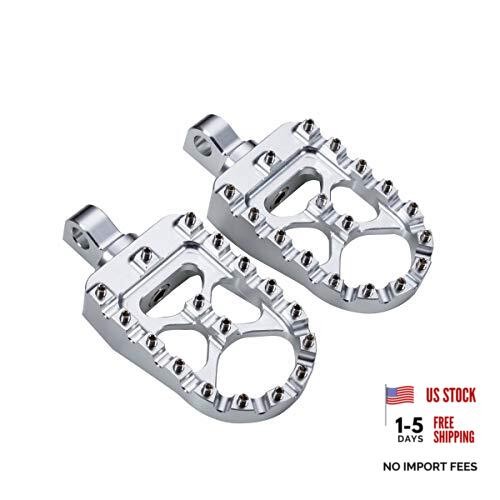 CNC Wide Foot Pegs 360° Roating MX Chopper Bobber Style for harley Dyna silver