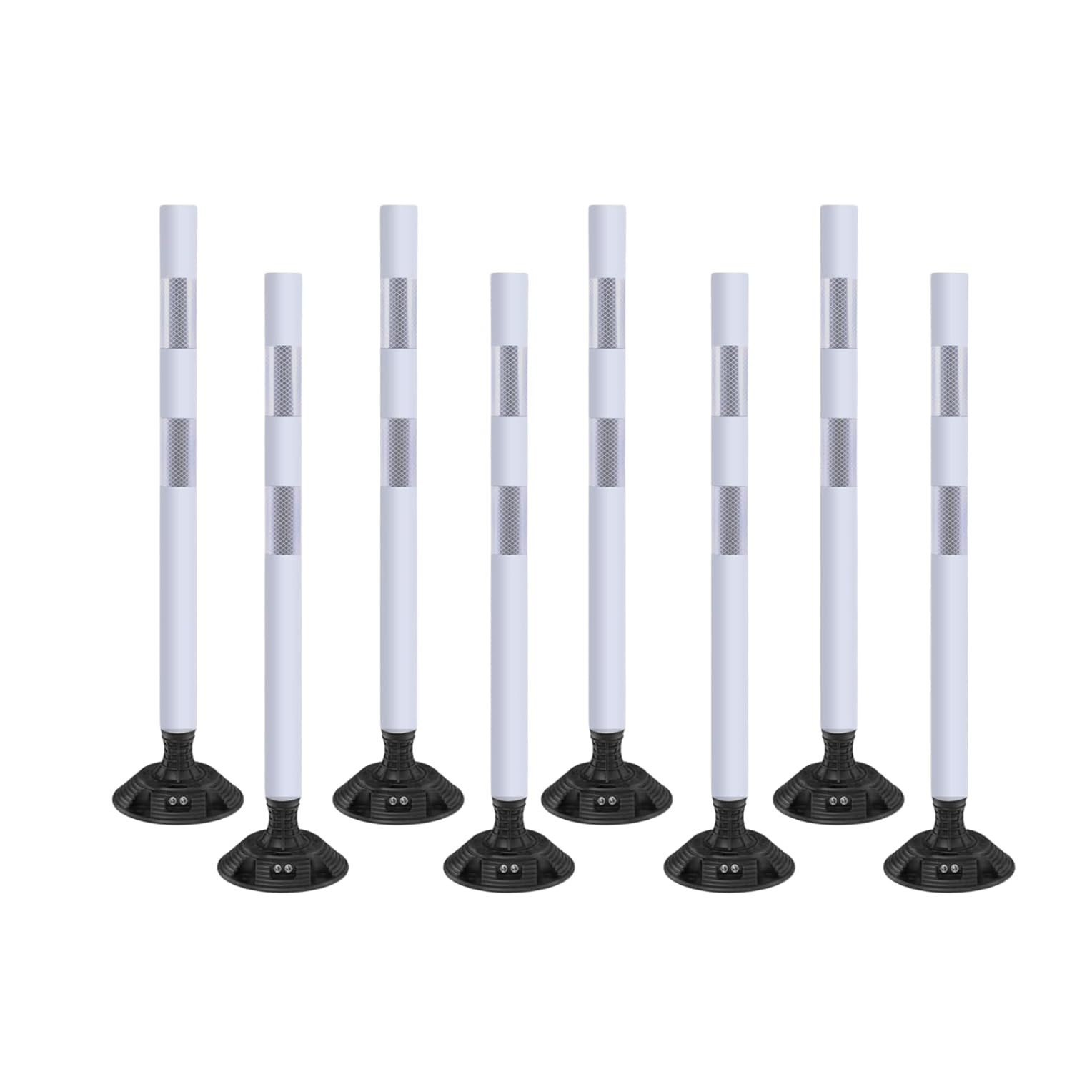 8Pack 36inch White Traffic Delineator Posts High Visibility Reflective Safety