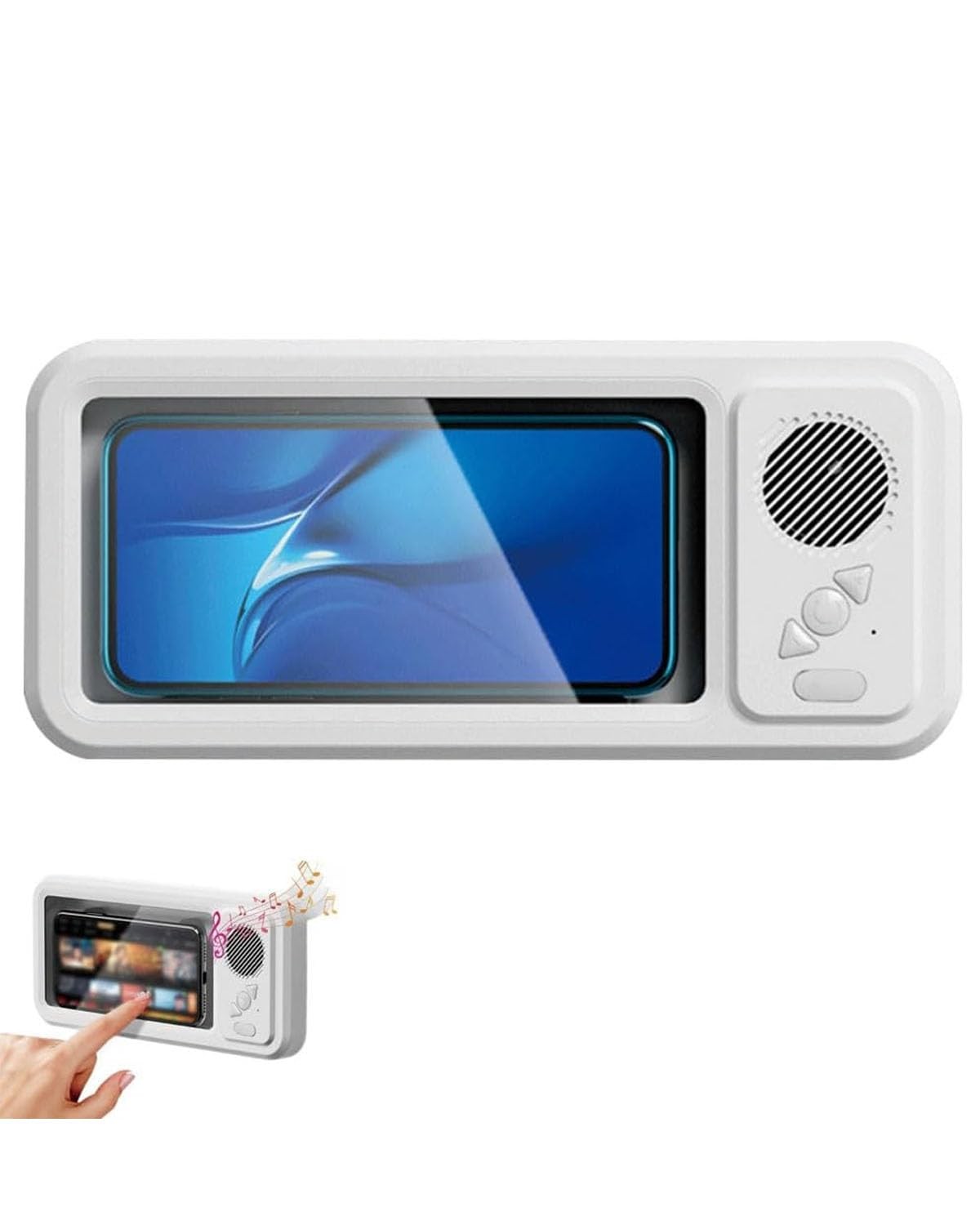 Shower Phone Holder Waterproof Bluetooth Speaker Wall Mount Case Mirror TV