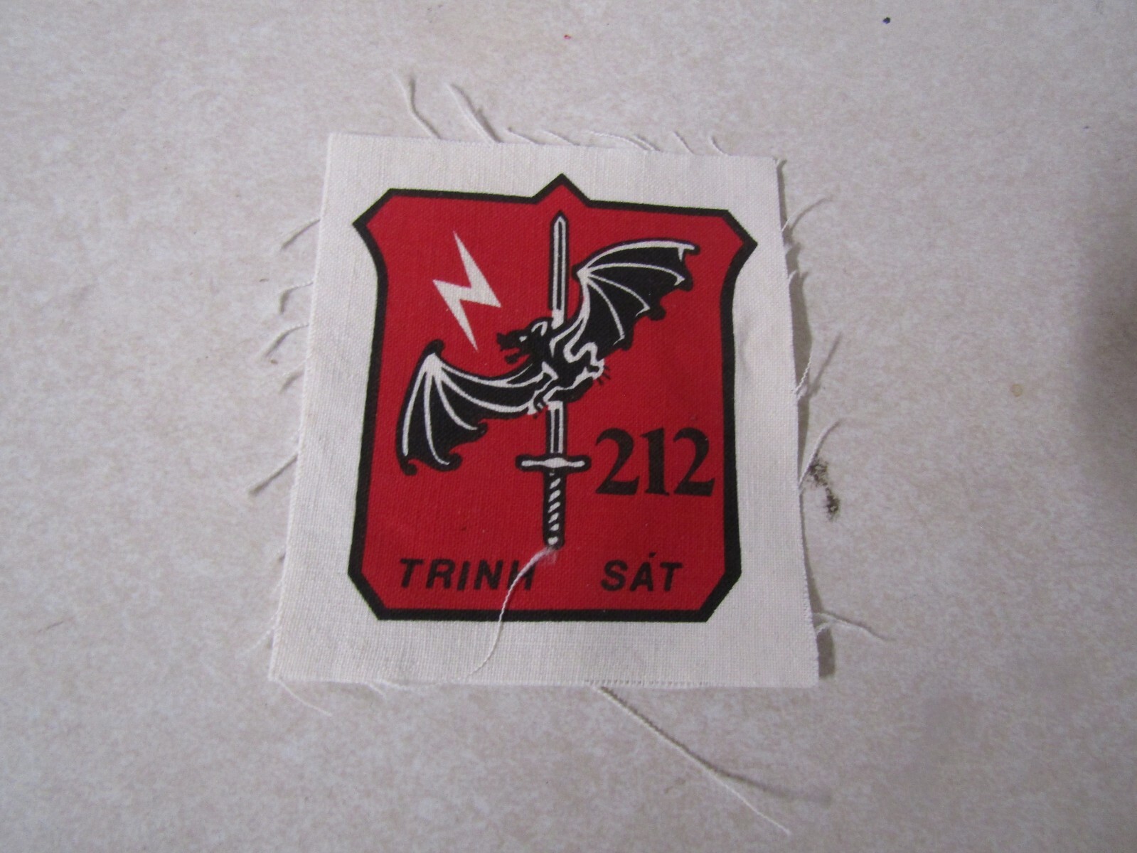 MILITARY PATCH OLD VIETNAM ERA STAMPED ON CLOTH RVN 212 RECON #2 TRINH SAT 212