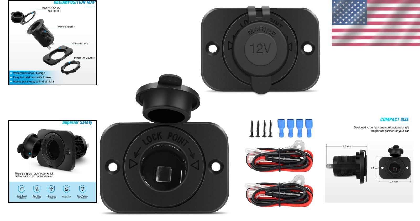Heavy-Duty 2 Pack Cigarette Lighter Socket - Reliable 12V-24V Vehicle Adapter
