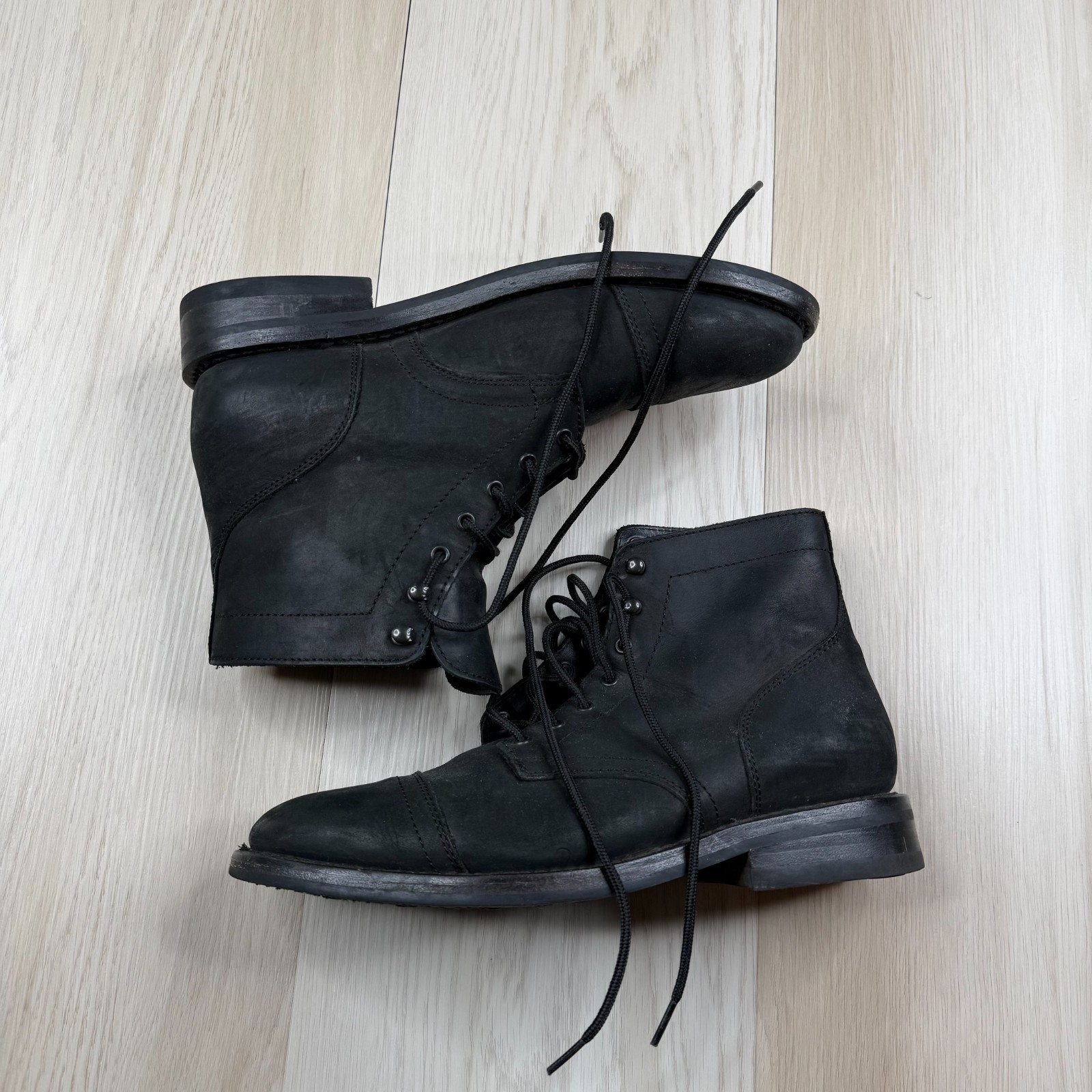 Thursday Boots Company Mens Black Matte Leather Cap Toe Captain Boots Size 10