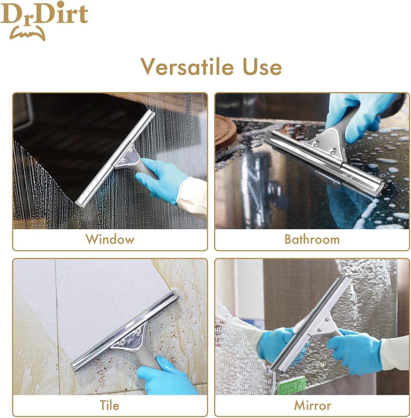 Window Squeegee for Home | 14-Inch Squeegee for Window Cleaning with Ergonomic