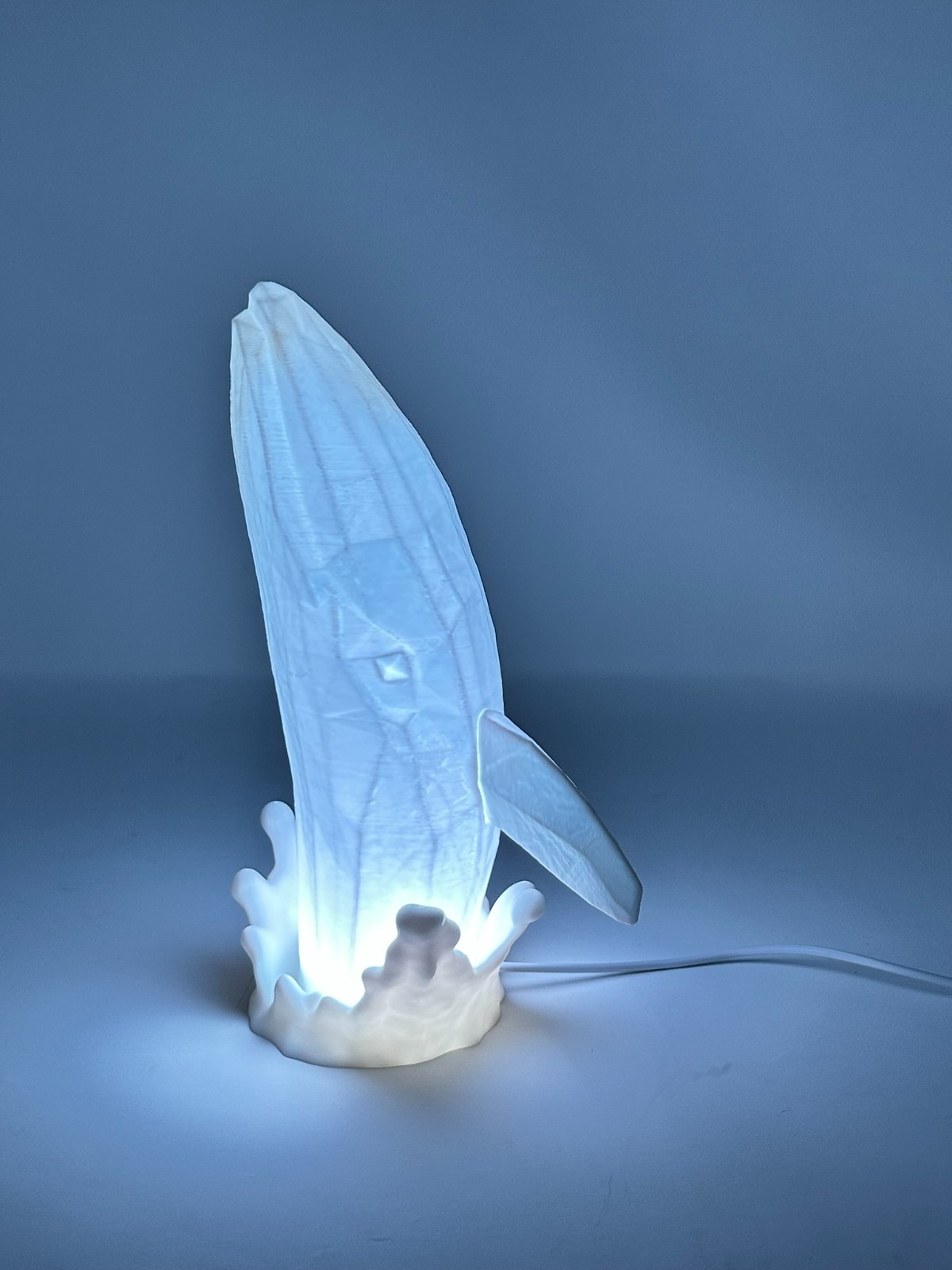 3D Printed Low Poly Whale Table Lamp, Night Light w/Single and Multi-Colored LED