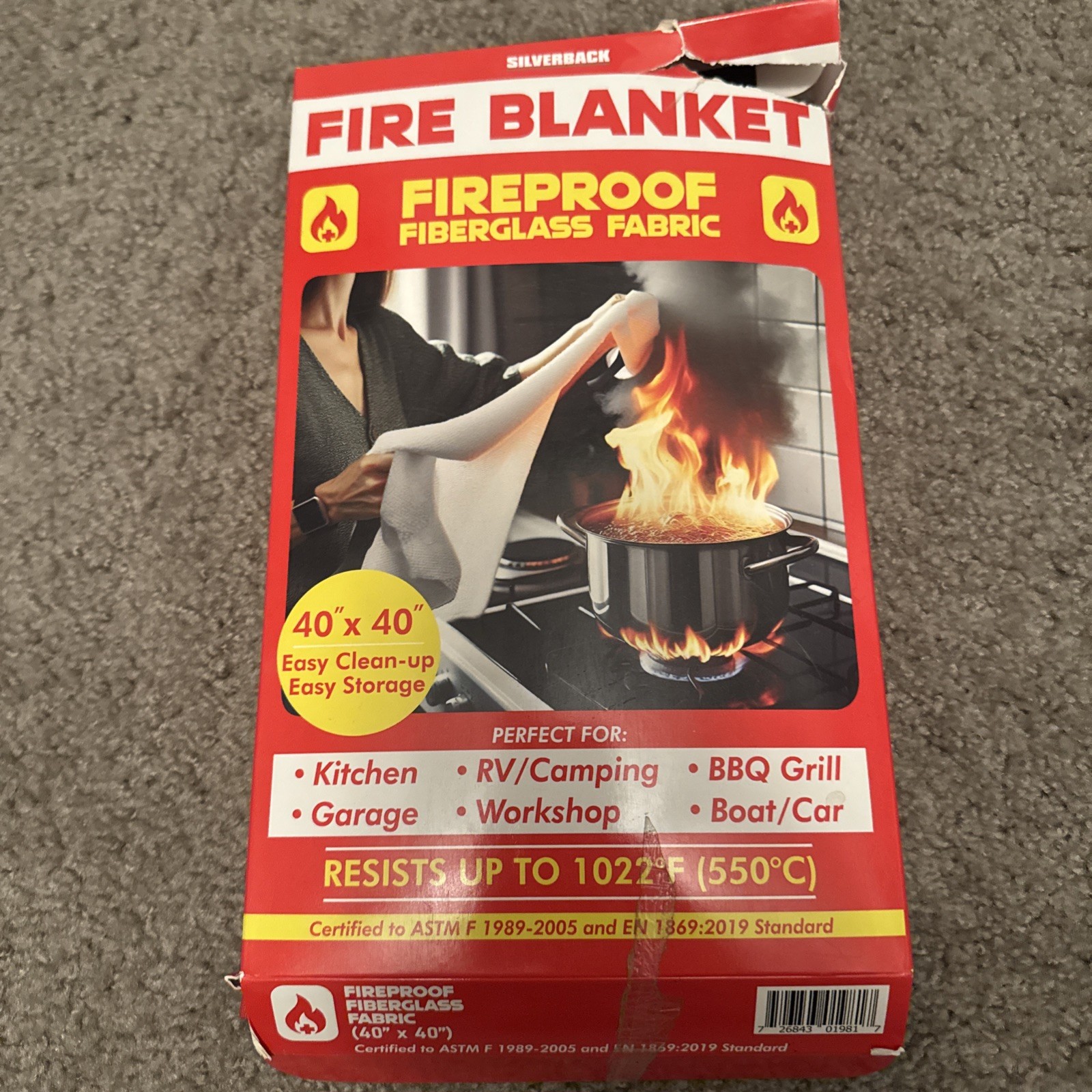 Silverback 40" X 40" Fireproof Fiberglass Fire Blanket