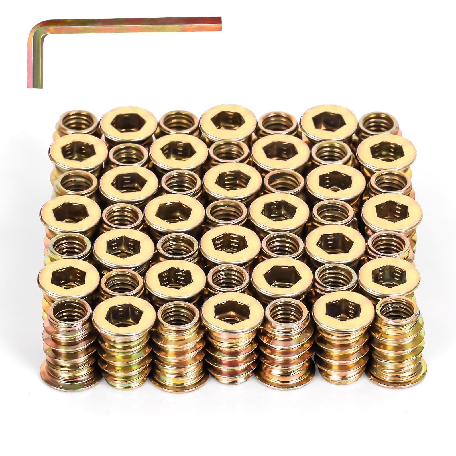 50 PCS M10-1.5x30mm Threaded Inserts Wood Hex Drive Nut Insert Furniture