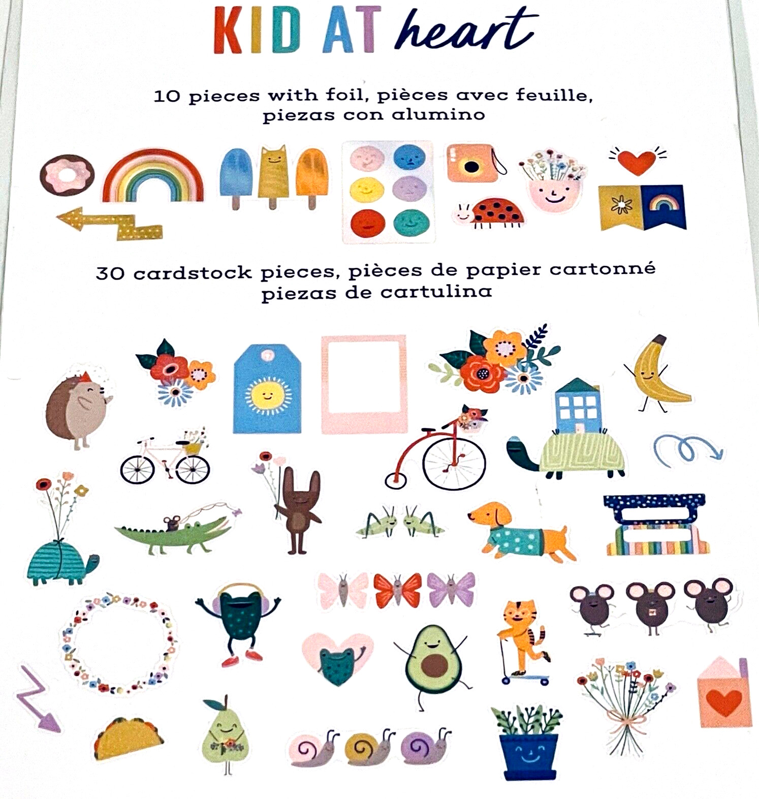 PEBBLES FOIL EMBELLISHED ICON EPHEMERA KID AT HEART 40 PIECES