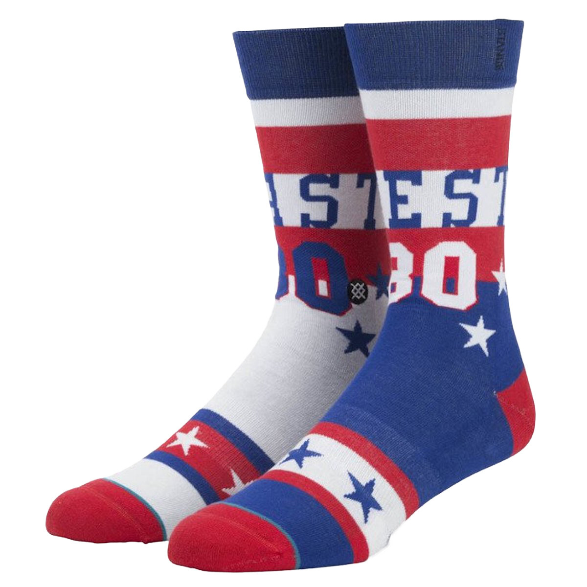 STANCE 80's All Star Throwback Basketball Crew Socks sz L Large (9-12) Red Blue