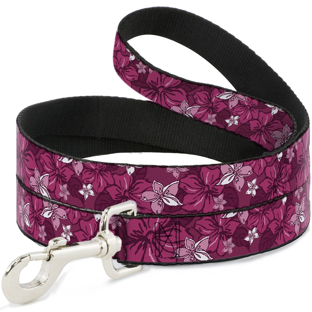 Dog Leash Hibiscus Collage Pink Shades