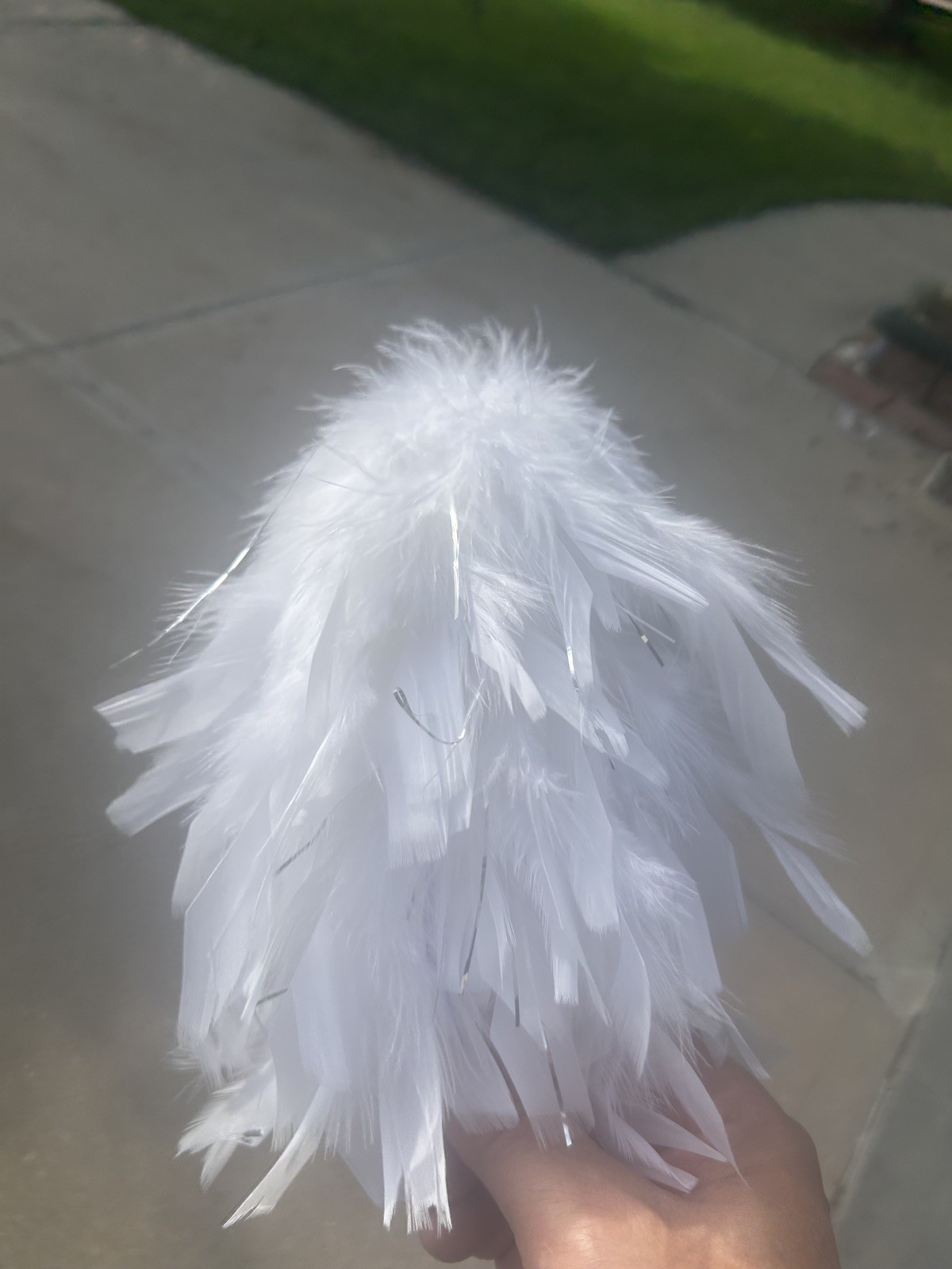 5 Marching Band Feather Plumes - White and silver- Approx. 7”
