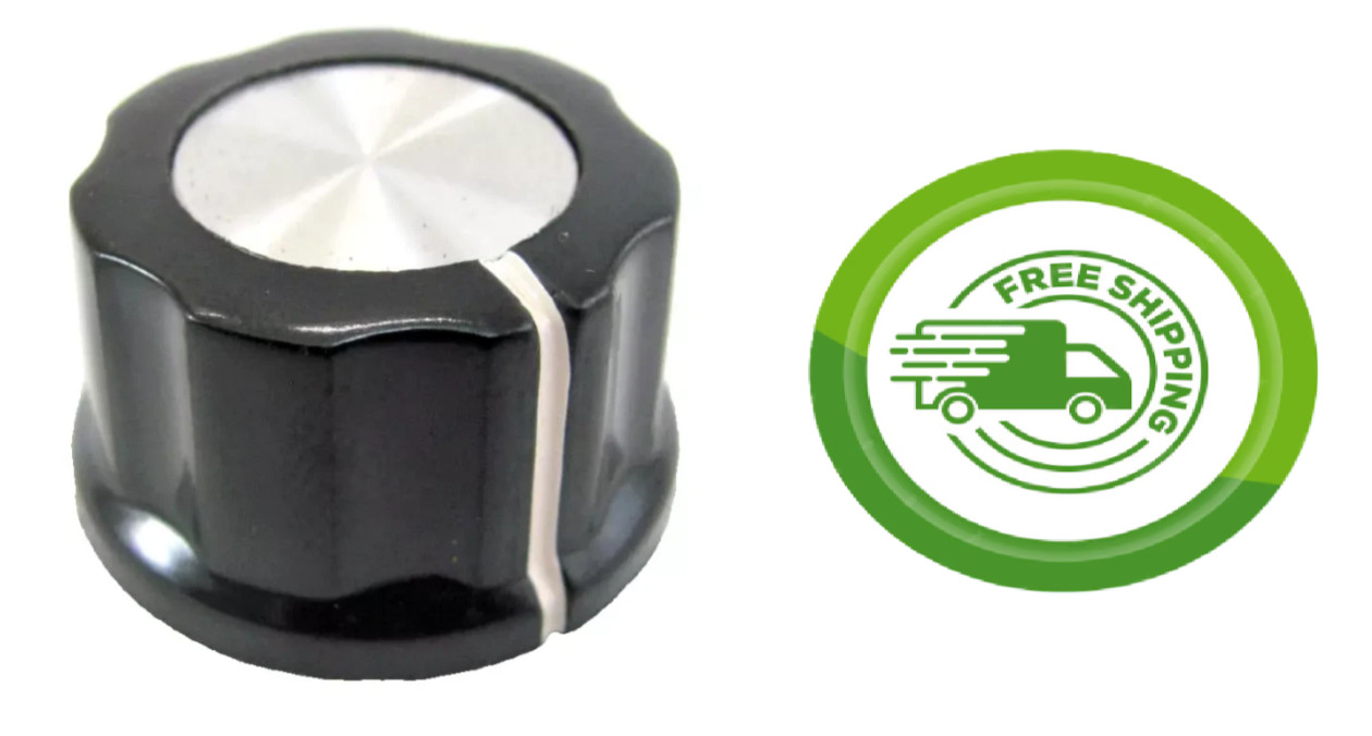 (1x) 1" Fluted Knob w/Skirt & Aluminum Insert & Indicator Line - 1/8" Shaft