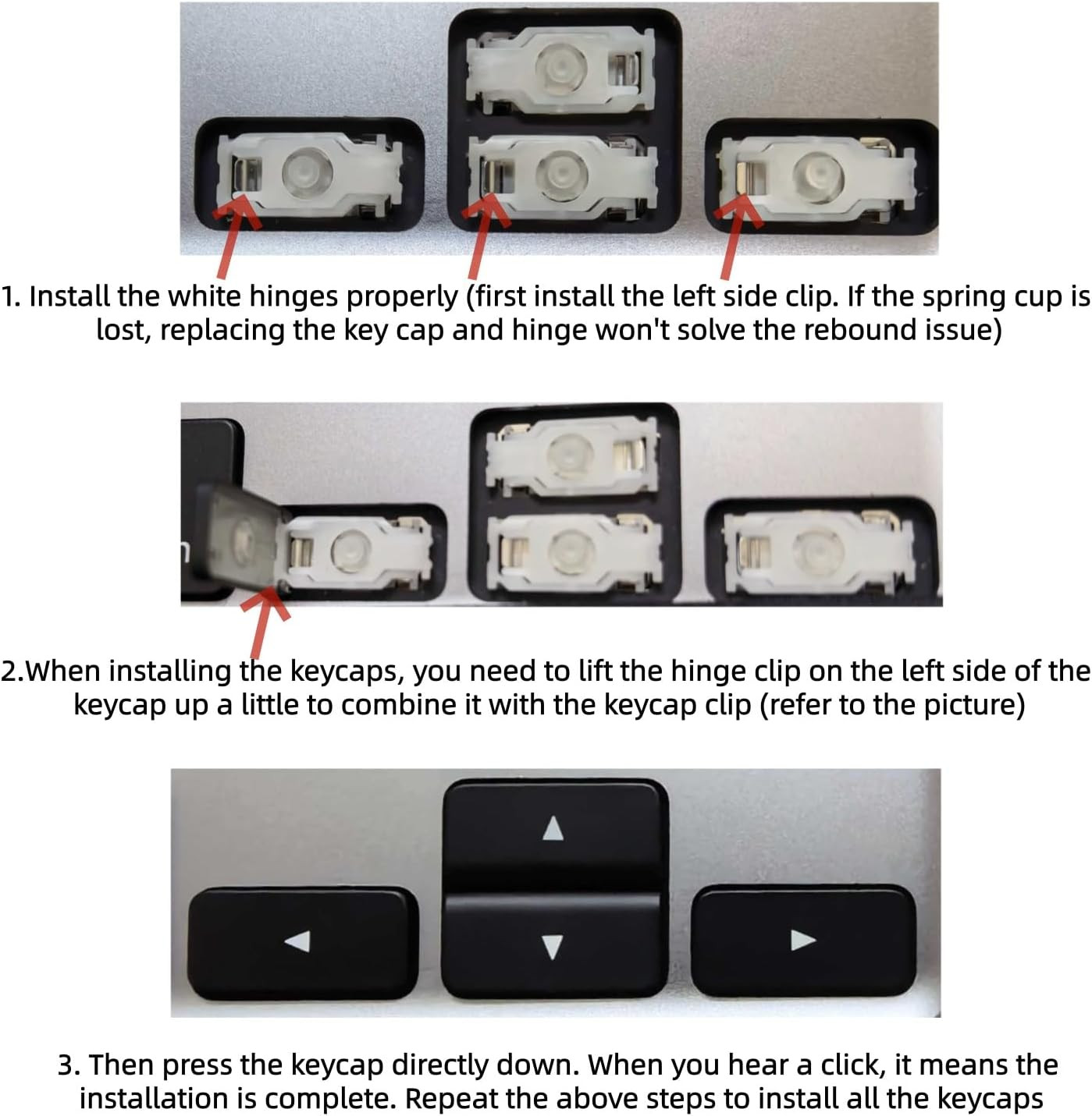 Replacement Left/Up(Down)/Right Arrow Keycap Keys Scissor Clip Hinge Compatible