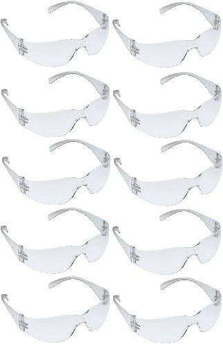 3M 11329 Tekk Virtua Anti-Fog Safety Glasses, Clear Frame/Lens, 10-PACK
