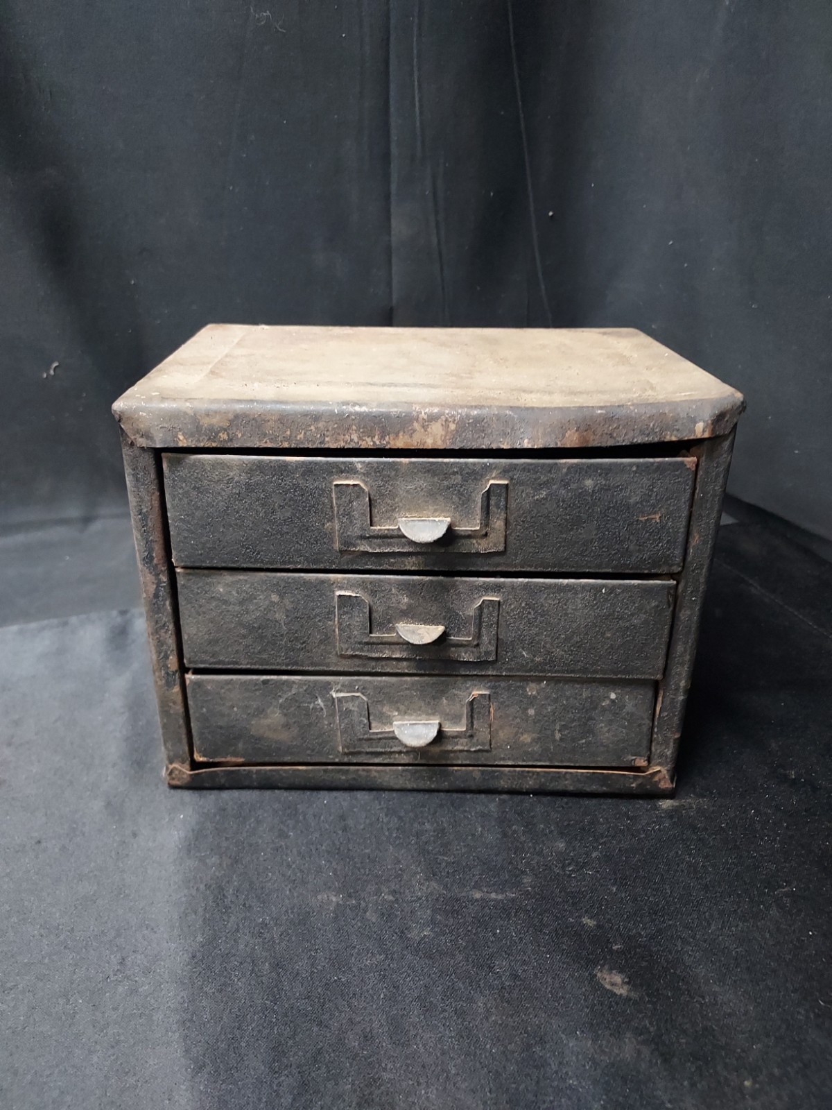 Vintage Small Metal Bolts Parts Storage Bin 3 Drawer Organizer Garage Cabinet