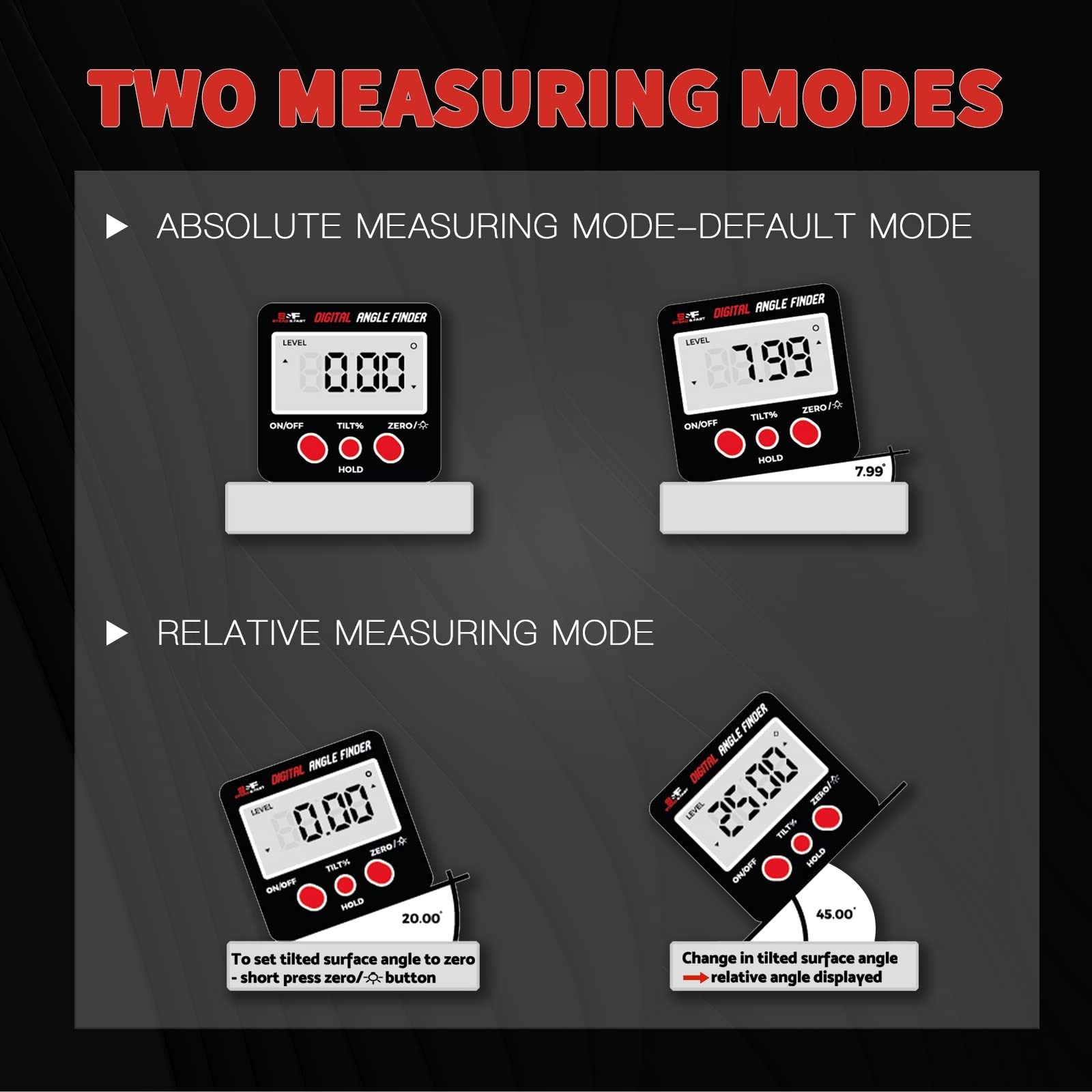 Digital Angle Finder Magnetic with Case & Backlit LCD