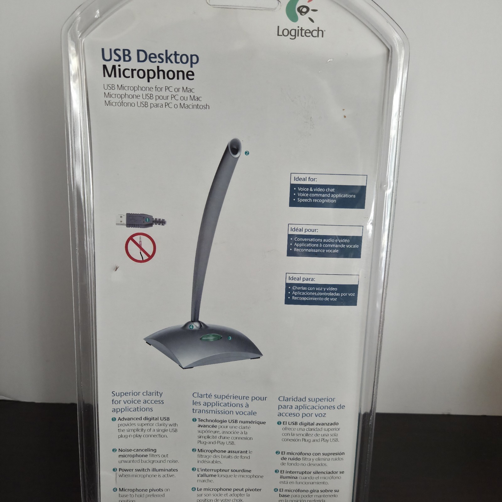 New Logitech USB Desktop Microphone (Skype Certified) Noise Canceling PC/MAC