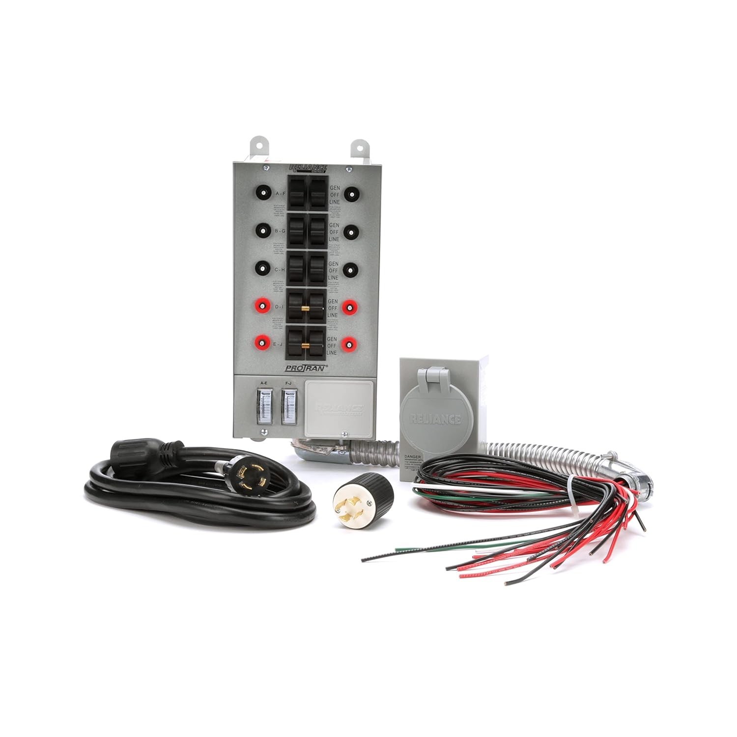 Gray 10-Circuit 30 Amp Generator Transfer Switch Kit - Complete Installation Set
